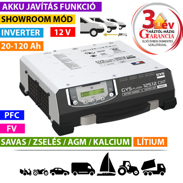 GYSFLASH 125.12 CNT FV (5 M kábel)