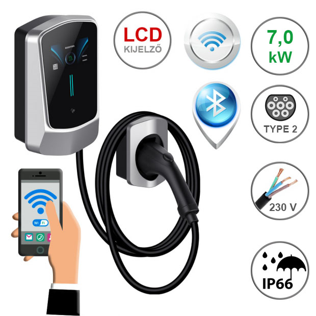 Q6 - 7.0 kW, Type2 EV töltő **