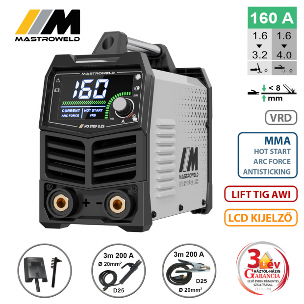 NO STOP 3,25 LCD hegesztő inverter (MMA)
