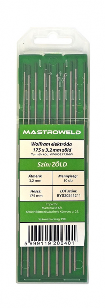 Wolfram elektróda 175 x 3,2 mm zöld MW