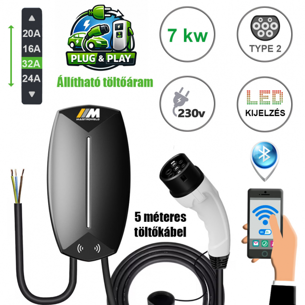 Mastroweld EVoCHARGE 7 kW fali töltő 5 m