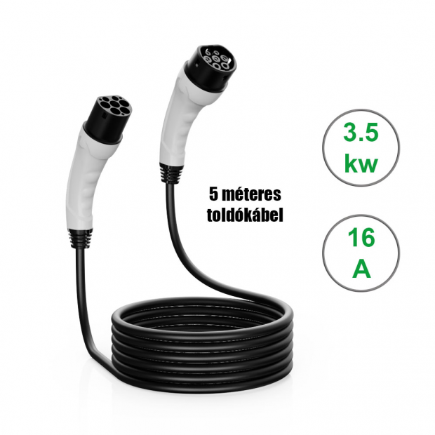 Type2 toldókábel 5 m 3.5kw - 16A
