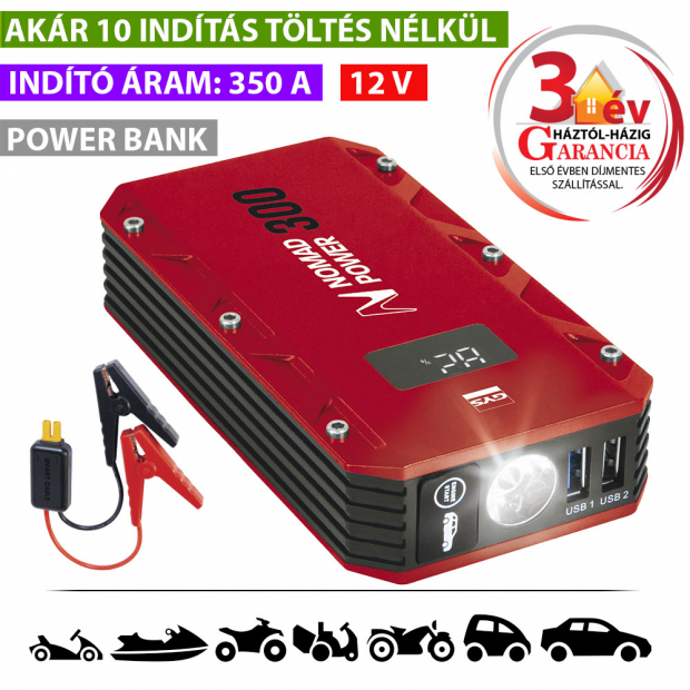 Nomad Power 300 lítiumion akkumulátoros indító