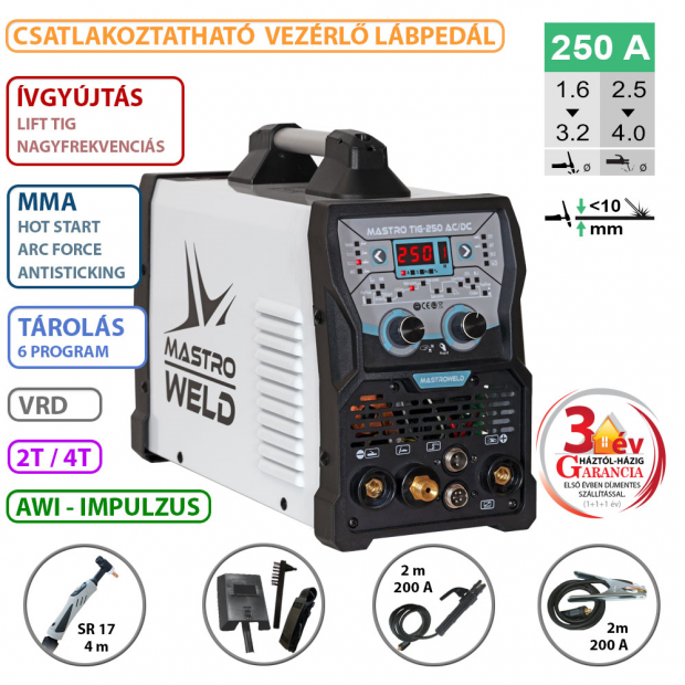 MASTRO TIG-250 AC/DC hegesztő inverter MASTRO TIG-250 AC/DC hegesztő inverter