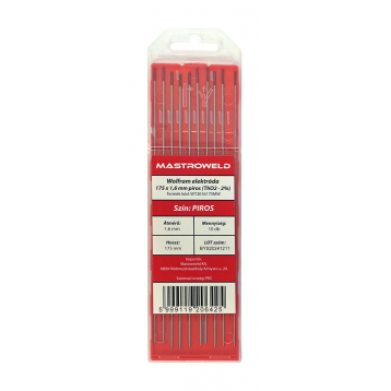 Wolfram elektróda 175 x 1,6 mm piros (ThO2 - 2%) MW
