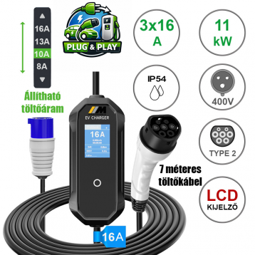 Mastroweld EVoCHARGE 11 kW töltő 7 m
