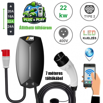 Mastroweld EVoCHARGE 22 kW fali töltő 7m **