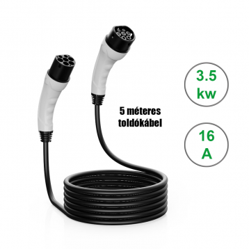 Type2 toldókábel 5 m 3.5kw - 16A